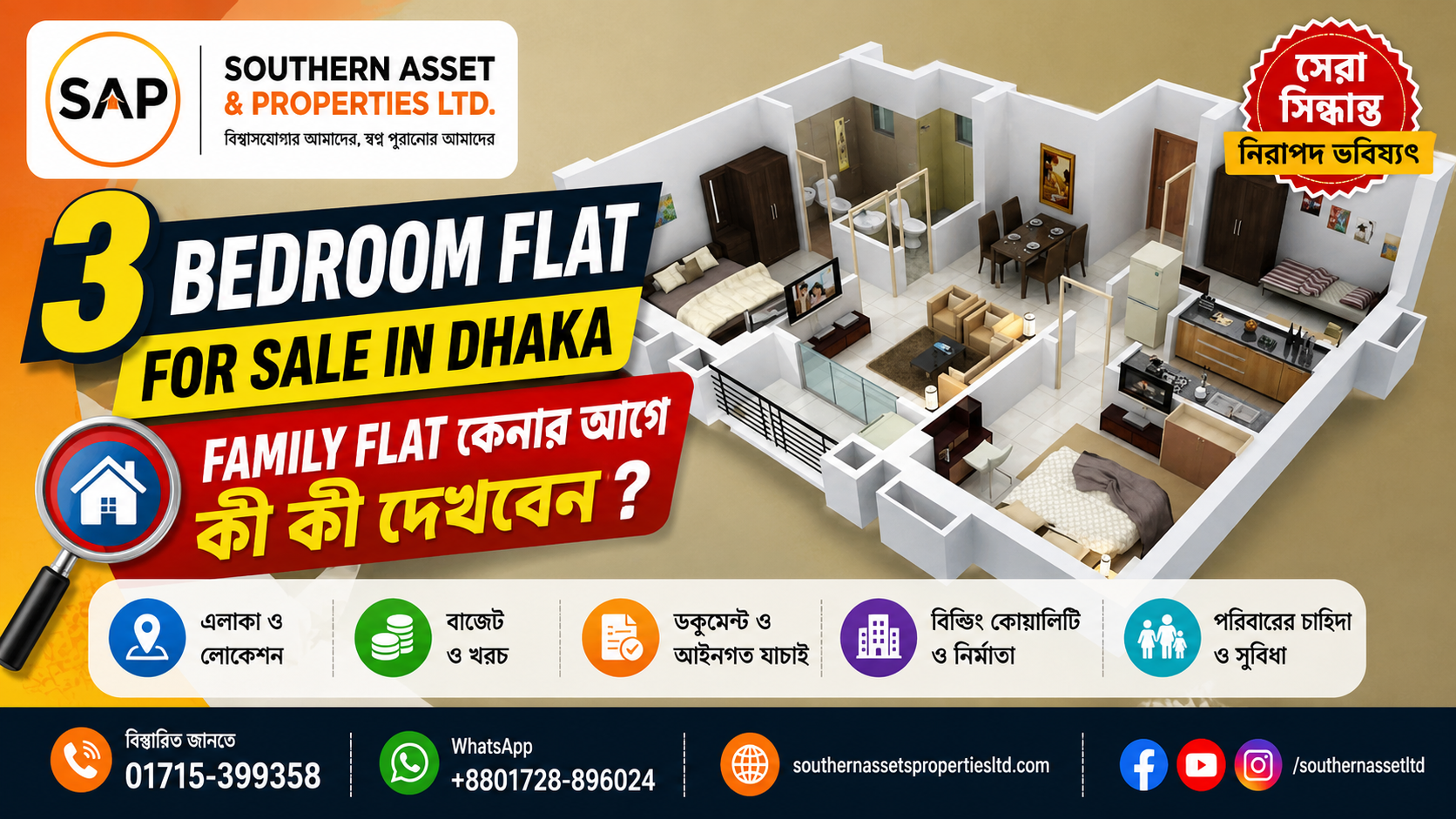 3 Bedroom Flat for Sale in Dhaka: Family Flat কেনার আগে কী কী দেখবেন
