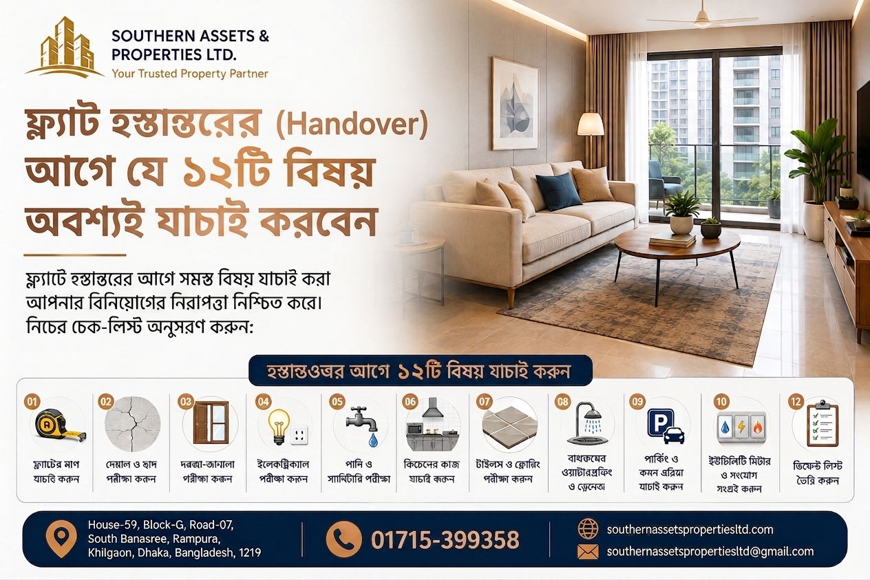ফ্ল্যাট হস্তান্তরের (Handover) আগে যে ১২টি বিষয় অবশ্যই যাচাই করবেন