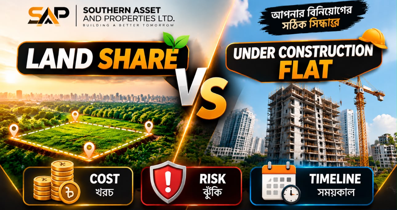 Land Share vs Under Construction Flat: Cost, Risk ও Timeline তুলনা