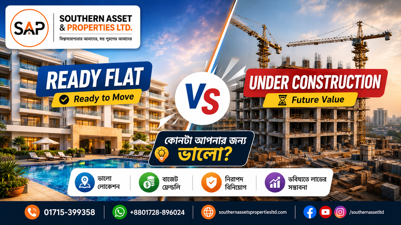 Under Construction Flat in Dhaka vs Ready Flat: কোনটা কিনলে আপনার জন্য ভালো?